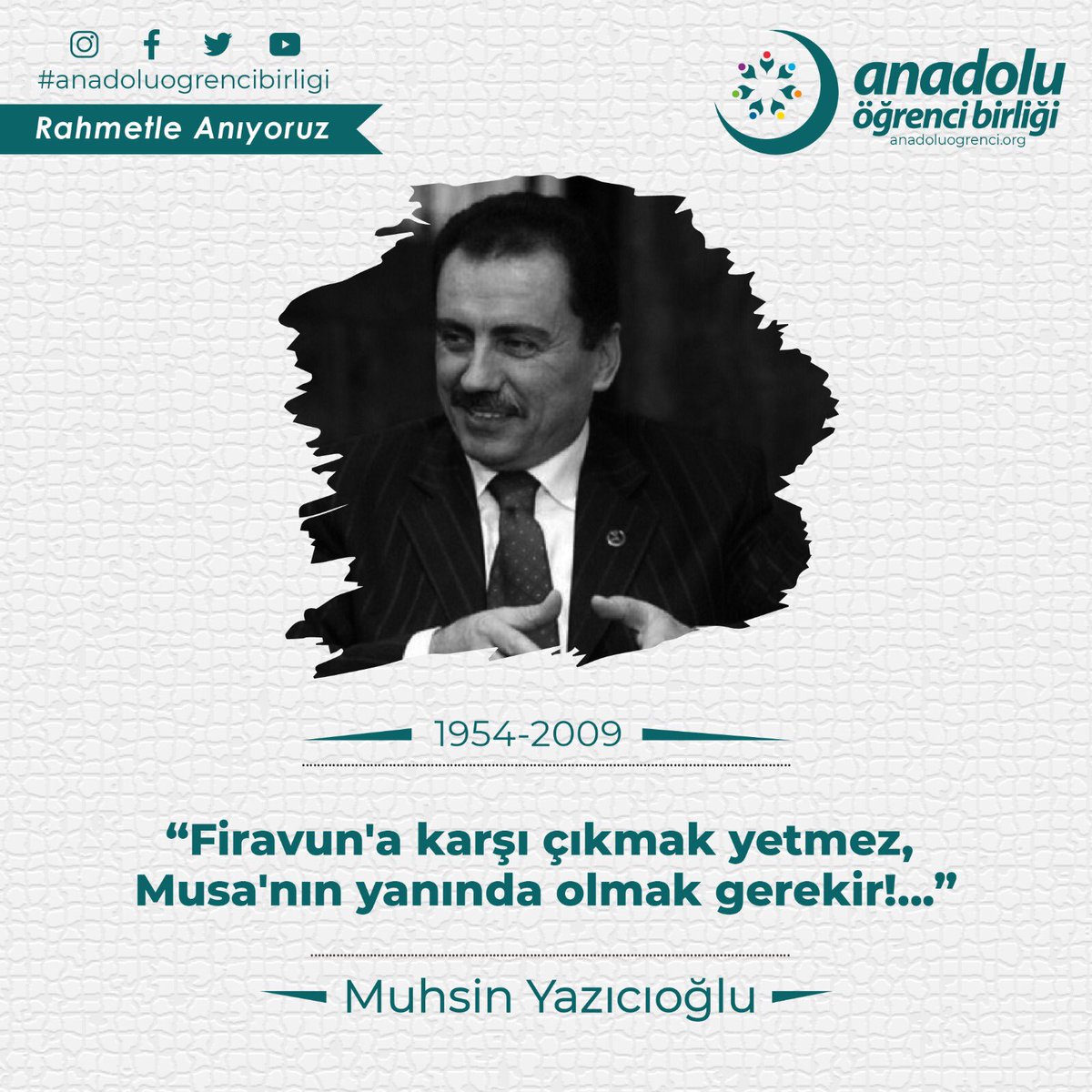 Vefatının 13. sene-i devriyesinde #MuhsinYazıcıoglu’ nu rahmetle anıyoruz.