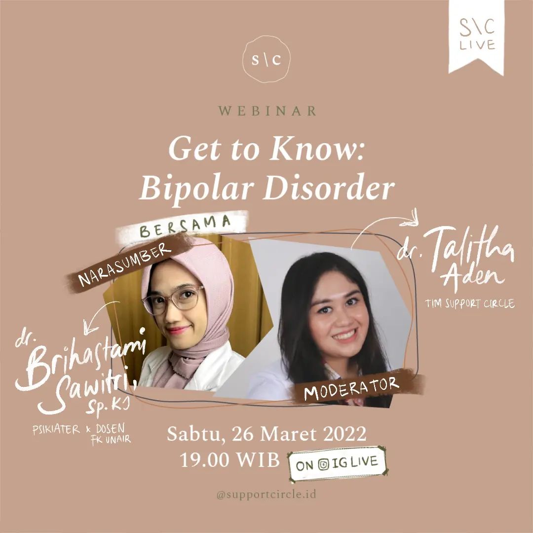 supportcircleid's tweet photo. Masih suka bingung atau salah kaprah terkait bipolar disorder? Apalagi sekarang lumayan banyak ya cerita fiksi yang angkat topik mental health salah satunya bipolar. Jangan sampai dapat edukasi yang salah. Besok Sabtu join live kita di Instagram dan tanya semau kamu 🤍 https://t.co/9hO4v9pCsN