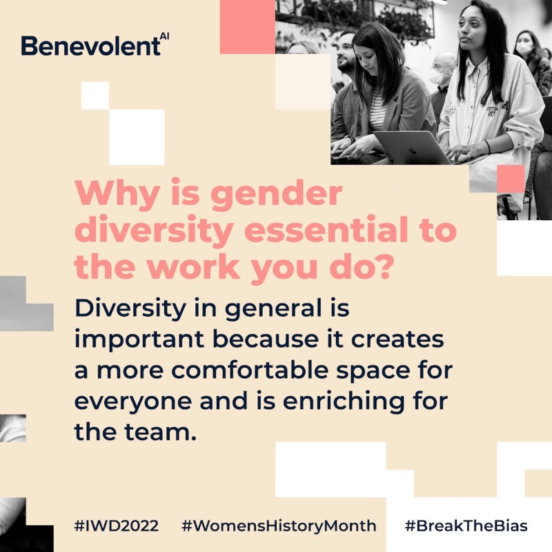 benevolent_ai's tweet photo. “Working in a much more diverse team has definitely made me feel much more comfortable with my role, less scared of making myself heard and has boosted my confidence on the value I add to the team.”
#WorkAtBenevolent #WomensHistoryMonth