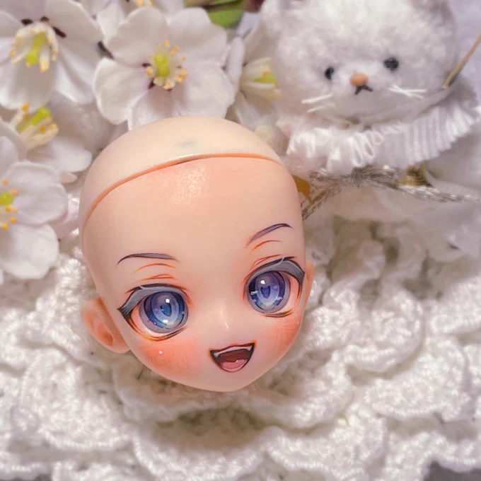 嬉しさパワーで描き上げた子のビフォーアフターOBヘッドのDENKAくんです雪解け桜色なニッコリ笑顔〜っ   ←before    after→ 
