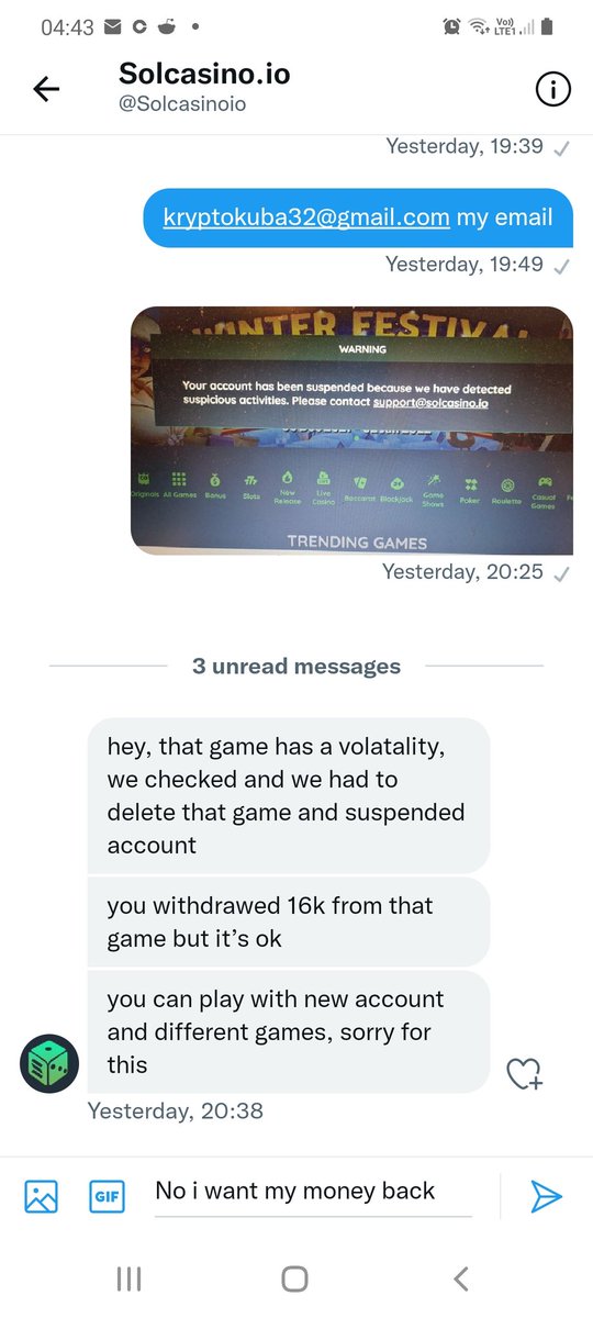 Jakubkryptos's tweet photo. As Fiat casino have to operate under government rules. You can easily block your account or set up limit to not play any more than you can afford. https://t.co/YElyv0LgiZ