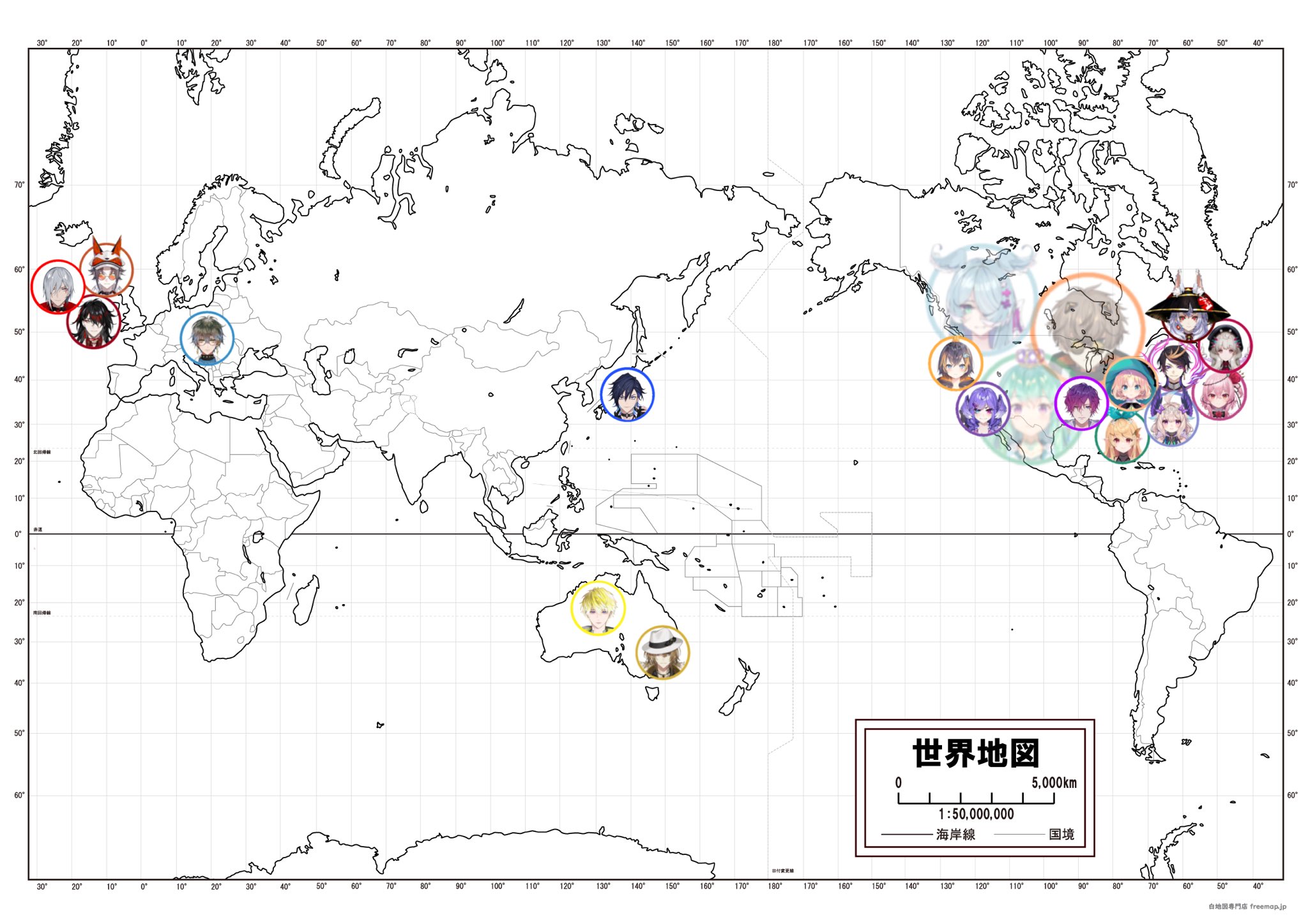 Suu これは誤記しかないnijisanji En世界地図です 訂正まろお待ちしております 全員同じ地球に存在していると仮定 ツイート内容や配信時間 アクセントからおおよそで記入 非公式wiki Nijisanji En 時差早見表 一部参照 T Co Kwzaemgtlz