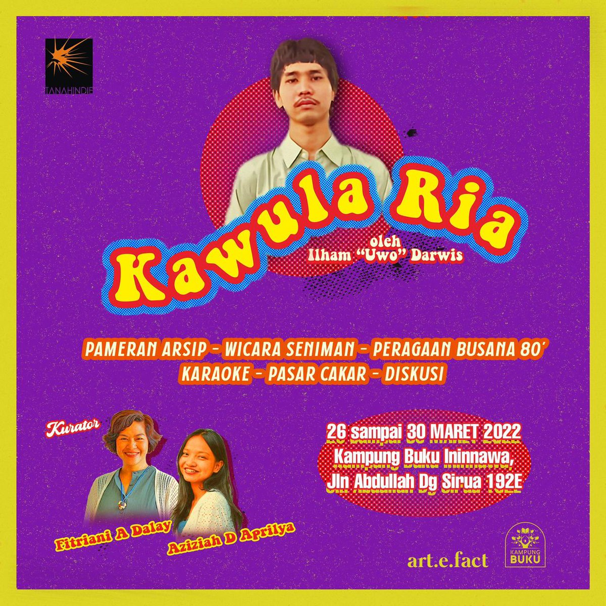 Pameran "Kawula Ria" oleh Ilham Darwis aka Uwo Mood di <a href="/kampung_buku/">Kampung Buku</a> 26-30 Maret 2022, dikuratori oleh <a href="/fadalays/">fadalays</a> &amp; <a href="/aziziahprilya/">Zizi</a>. Datang yak! 👌