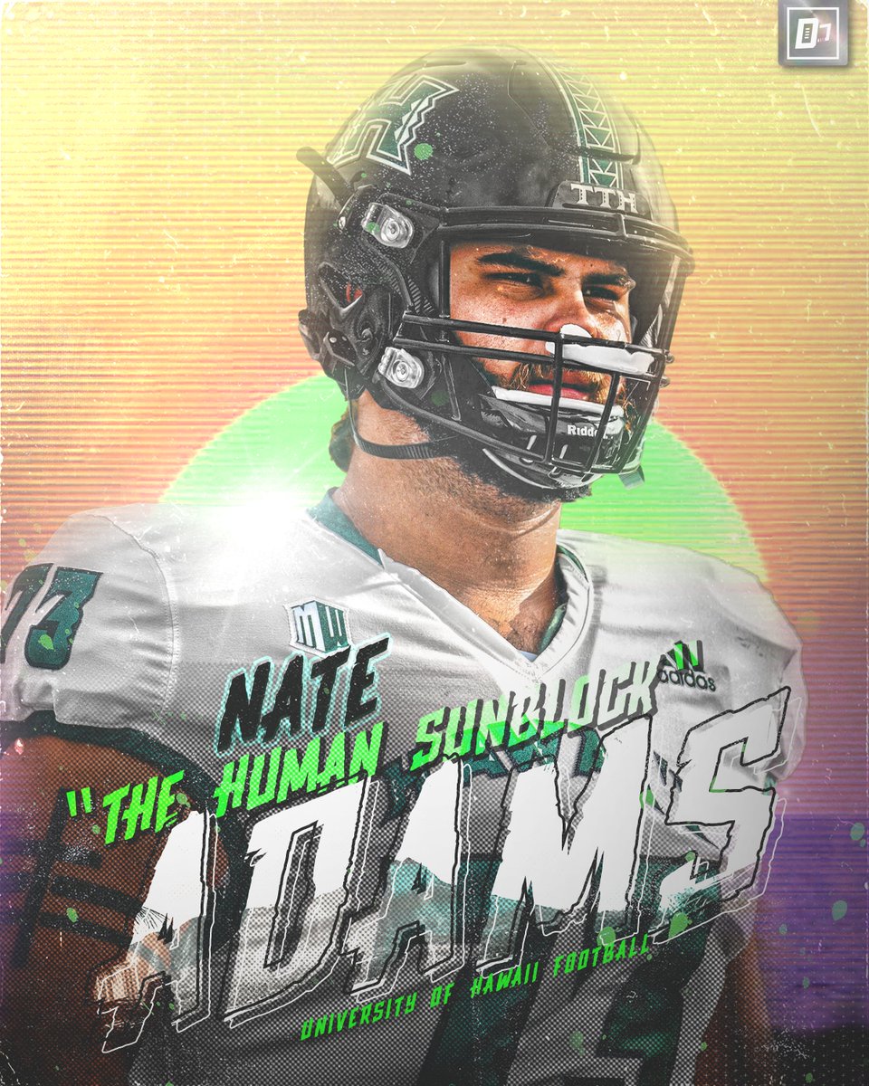 DCSports_YT's tweet photo. First graphic in awhile &amp; decided to make one for @nateadams73 "The Human Sunblock" for @HawaiiFootball #graphicdesign #collegefootball #HawaiiFB #BRADDAHHOOD https://t.co/1XWJlPbvOY