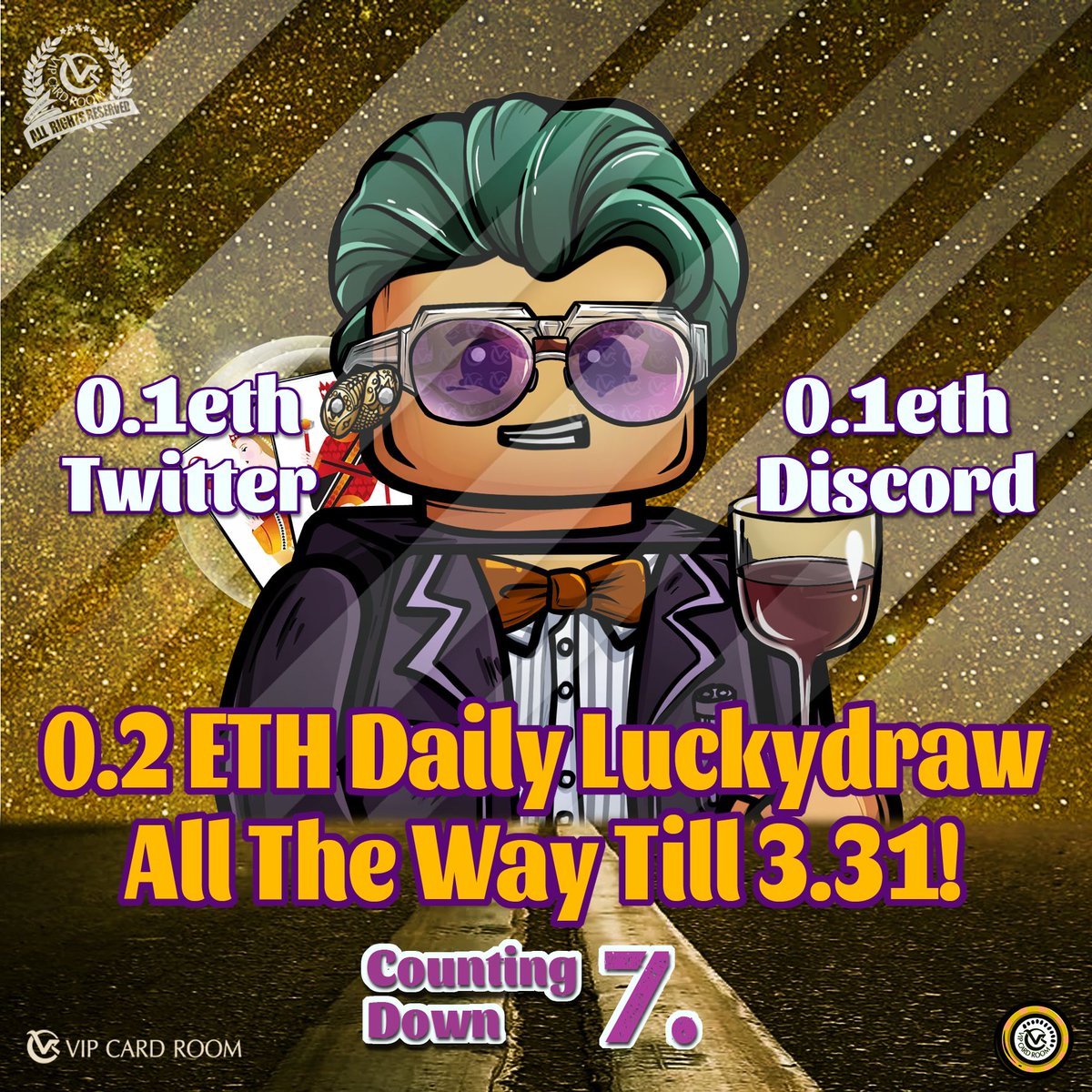 🚀𝐃𝐎𝐔𝐁𝐋𝐄 𝐆𝐈𝐕𝐄𝐀𝐖𝐀𝐘🚀
💯We are giving out 0.1ETH every day on discord AND twitter. 💯 

1⃣To Win 0.1ETH on Twitter
✅ Follow <a href="/vipcardroom/">VIP Card Room</a>
✅ ❤️ &amp; RT
✅ Tag 3 Friends

2⃣Join👉 discord.gg/vipcardroom
 to DOUBLE THE CHANCES of winning! 
#NFTGiveaway #opensea