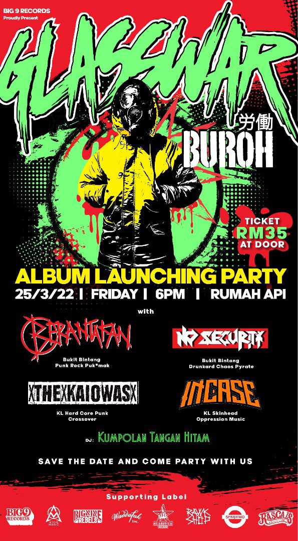 Jenn_Thompson's tweet photo. TODAY! FRIDAY March25 6pm
#ONGROUND LIVE : #GLASSWAR "BUROH" ALBUM LAUNCHING PARTY
also ft. #Barantakan, #NoSecurity #ThexKAIOWASx #Incase
DJ : #KumpolanTanganHitam
at RumahApi #PandanIndah #KL
TICKETS: DOOR SALE https://t.co/n5bU0JgRNm