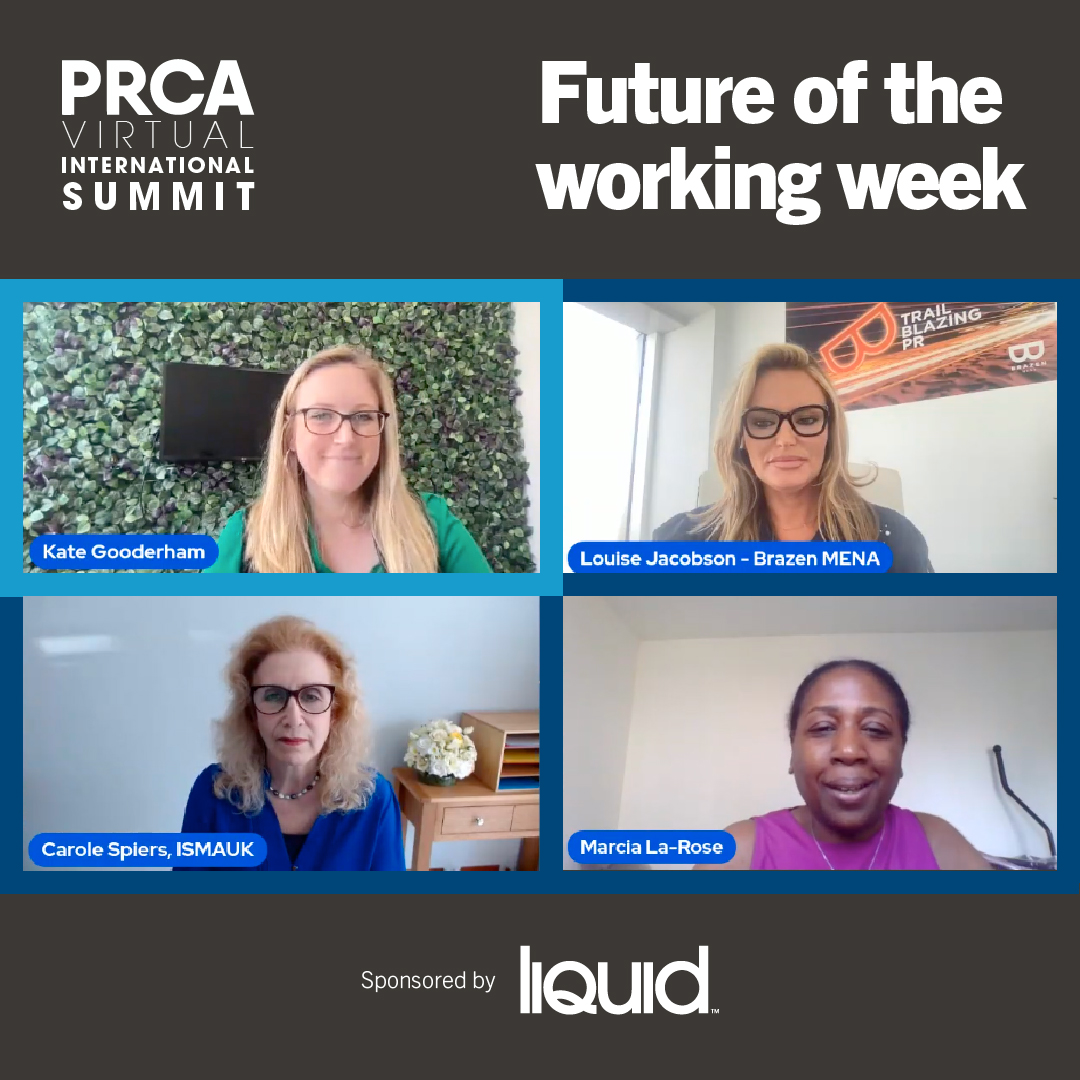 LiquidPR's tweet photo. Did you tune into the #PRCAVirtualSummit ?

Our Group Account Director, Kate, moderated a panel on 'The Future of The Working Week' discussing whether companies should adopt the 4-day working week  📅 

Do you think it would work in the world of PR? https://t.co/yWR4MoC46K