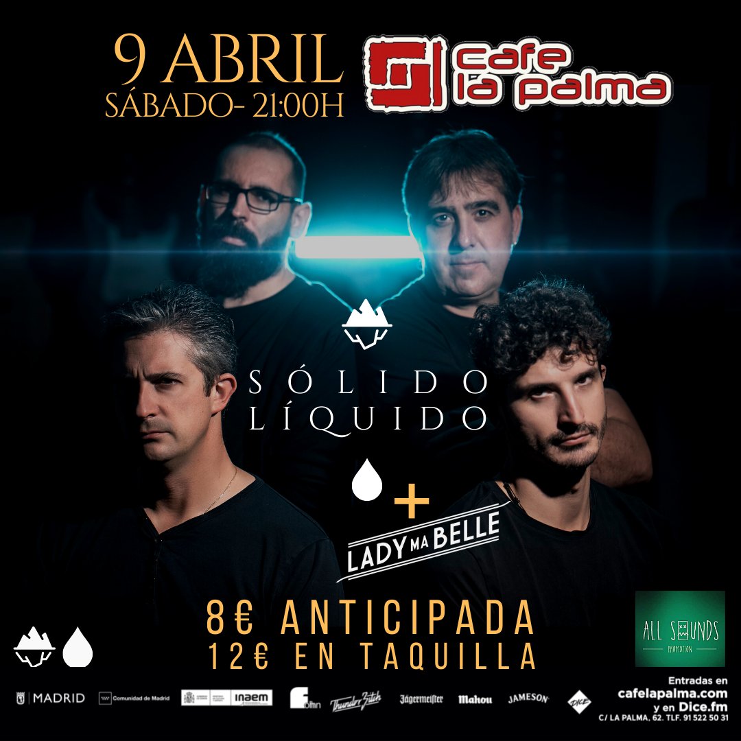 solido_liquido's tweet photo. El 9 de abril estaremos en Madrid en el mítico @cafelapalma tocando junto a los amigos de @Lady_ma_belle
...
Gracias a @allsoundspromo 
Seguimos 💪😎
#conciertosmadrid #solidoliquido #ladymabelle #conciertosindie #cafelapalma https://t.co/80irR3MaRQ