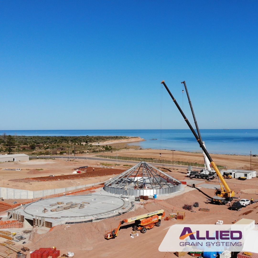 AlliedGrain's tweet photo. WHAT A VIEW! βοΈ
This great shot was taken at the @TPortsAus #WallarooSA site.
Construction has started on the first 10,000T Silo. Not a bad place to work with ocean views like this. π
#AlliedGrainSystems #GrainStorageSolutions #GrainHandlingSolutions #AGI https://t.co/0ev8hpmYm7