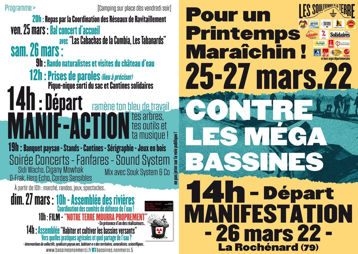 📌RDV ce week-end pour le #printempsmaraicchin
tout le programme 👇confederationpaysanne.fr/gen_article.ph…
#Stopmegabassine 
@MauzZAD_info <a href="/lessoulevements/">Les Soulèvements de la terre</a> @Collectif_PJC 
<a href="/LPOFrance/">LPO France</a>