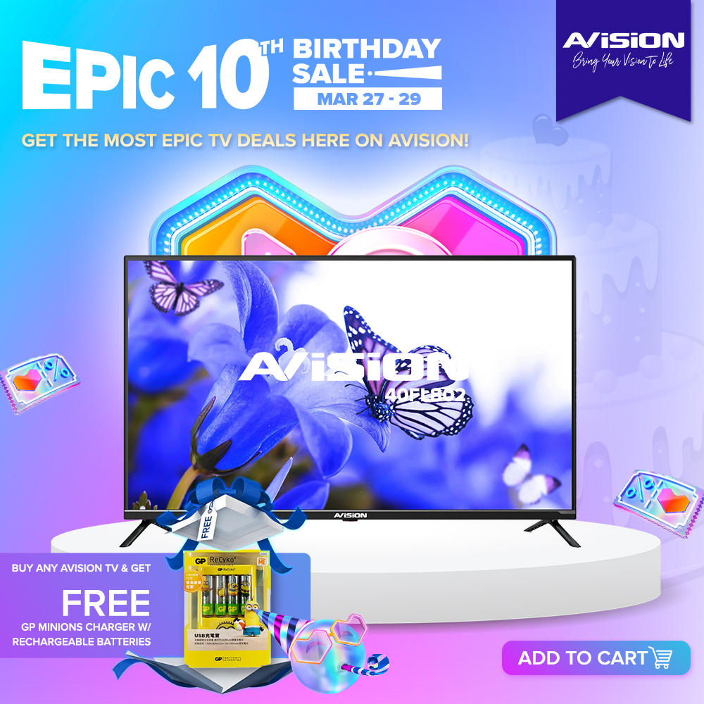 avisionph's tweet photo. Get EPIC this Lazada 10th Birthday Sale! 🎉

- EPIC FREEBIES are waiting when you buy any Avision TV or Avision Gaming Monitor plus the discounts, vouchers, promos and price drop!! 😍

Shop here🛒: https://t.co/vROtbNiesk

#LazadaPH #LazadaPH10Birthday #Freebies #Deals #AvisionPH https://t.co/XOsLhMmKs5