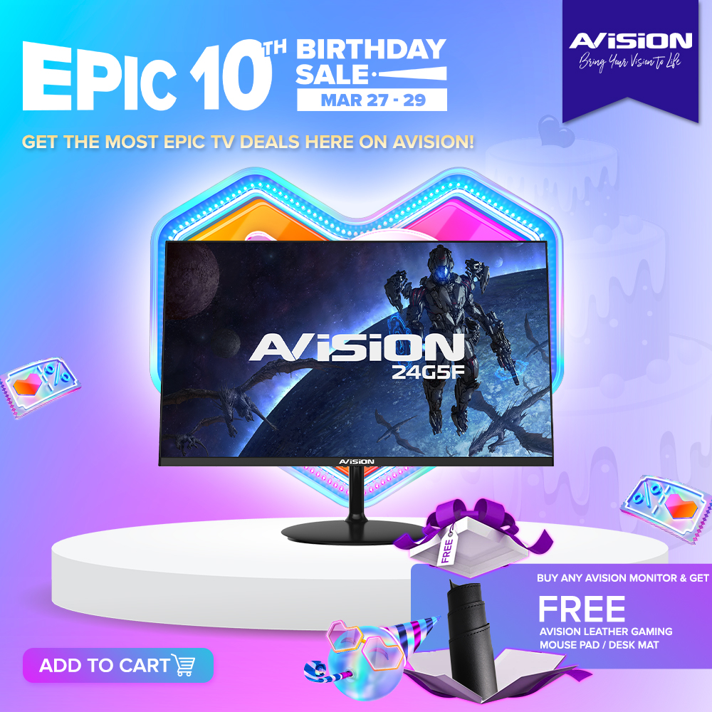 avisionph's tweet photo. Get EPIC this Lazada 10th Birthday Sale! 🎉

- EPIC FREEBIES are waiting when you buy any Avision TV or Avision Gaming Monitor plus the discounts, vouchers, promos and price drop!! 😍

Shop here🛒: https://t.co/vROtbNiesk

#LazadaPH #LazadaPH10Birthday #Freebies #Deals #AvisionPH https://t.co/XOsLhMmKs5