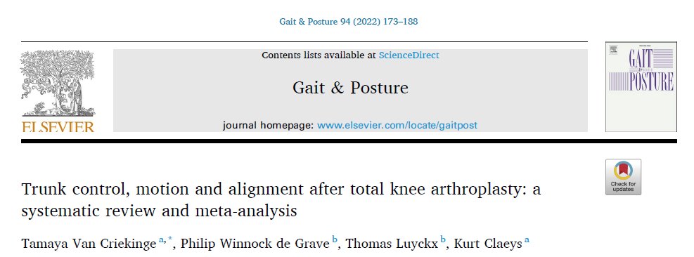 kurclaeys's tweet photo. Read our new review study about trunk control, motion and alignment after total knee arthroplasty https://t.co/UGHh95acF8 https://t.co/9gRm6bA0LF