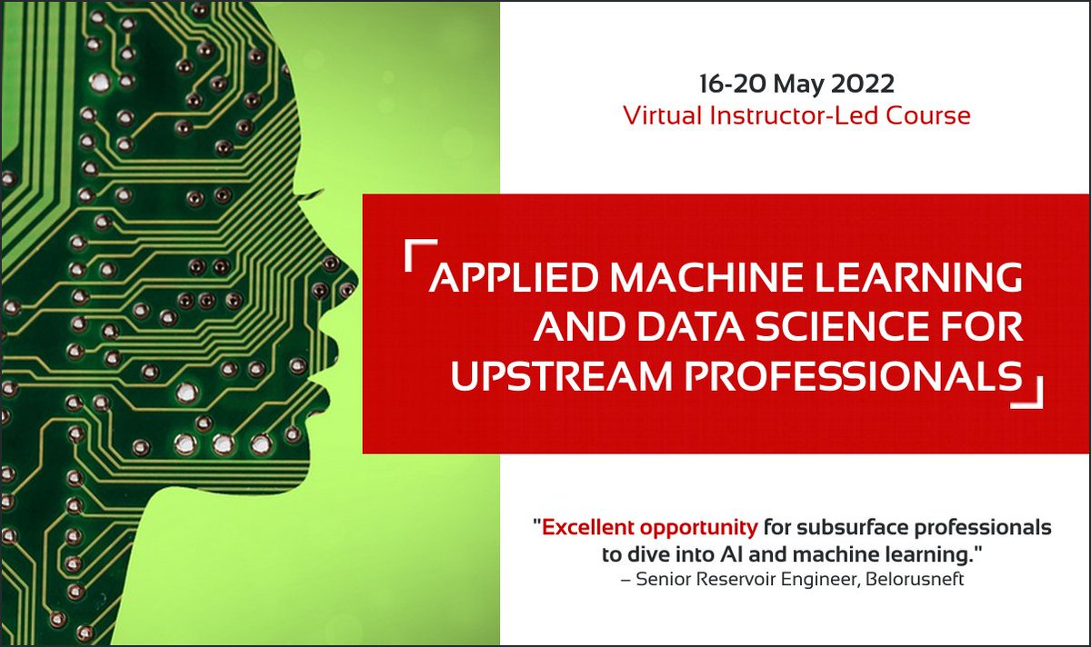 hotenergygroup's tweet photo. Popular and very current topic! The next online session of our course “Applied Machine Learning & Data Science for Upstream Professionals” is scheduled for 16-20 May. Register here: https://t.co/yCPfvDvvCO
#hotenergygroup #hotengineering #machinelearning #artificialintelligence https://t.co/RknYZEJEk8