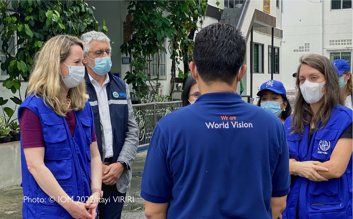 IOMThailand's tweet photo. On 24 March, DDG @AmyEPope visited the Pathum Thani province where IOM, @WHOThailand &amp; @wvthai  are working to facilitate #migrantinclusion in Thailand’s #COVID19 vaccination campaign. Nearly 1,200 migrants have received their first dose of COVID-19 vaccine through our programme. https://t.co/zudrQeHmjB