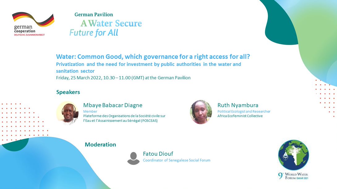 WaSa_Hub's tweet photo. Last day of #WorldWaterForum9‼️ Time for a critical review. We open the stage for civil society actors discussing the necessity for a governance supporting water and sanitation for all. #POSCEAS #CONGAD #AfricanEcofeministCollective
📺https://t.co/7OX8jLx80V
⏰10.30pm (GMT) https://t.co/WDo0nj9WIq