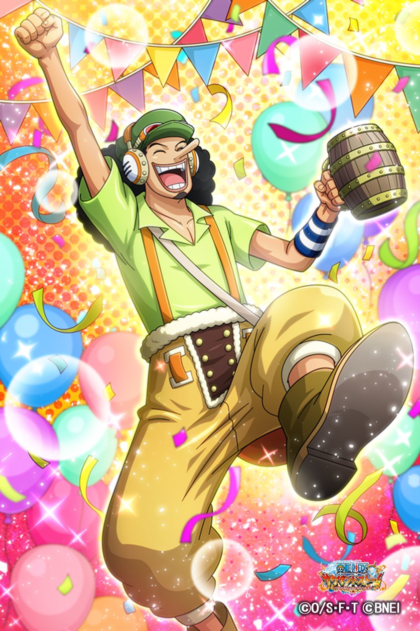 One Piece サウザンドストーム ハッピーバースデー ウソップ 本日は ウソップ の誕生日 おめでとうございます 記念して特別な 5シーンカードをプレゼント ログインしてお受け取りください サウスト Onepiece ウソップ誕生日サウスト宴会場