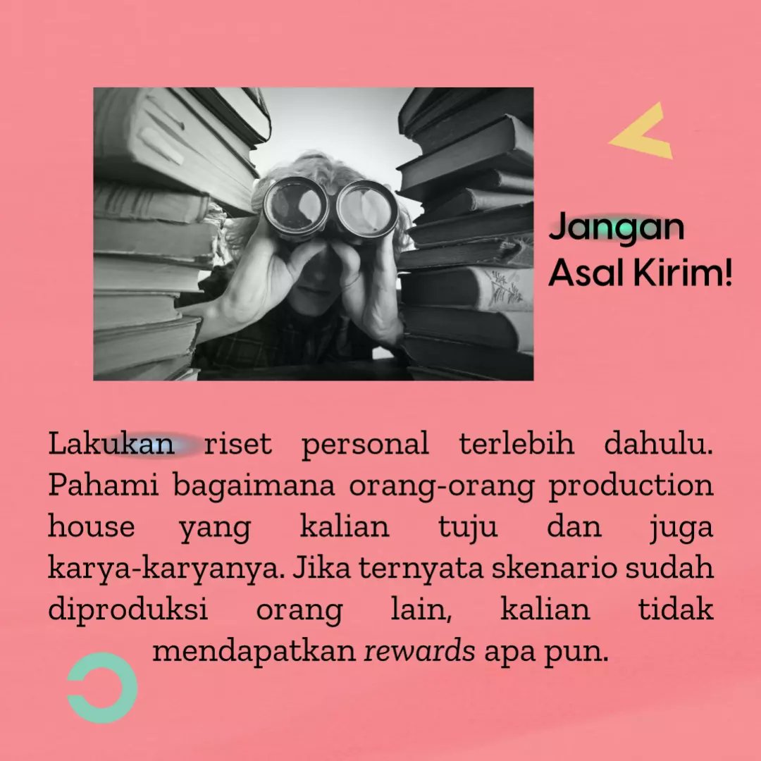 ITS_CLICK's tweet photo. Kali ini kita mau bahas Tips Mengirim Skenario Film! Yuk simak postingan diatas ini! 
Jangan lupa di swipe left ya!! . 
See you di konten INSIGHT BY CLICK selanjutnya!
#ClickITS #KabinetAruna #ActionRek #KomunitasFilm #KomunitasFilmSurabaya #KomunitasFilmIndonesia #FunFactbyClick https://t.co/eS4prEB1j7