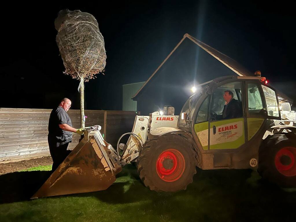 JSMgardendesign's tweet photo. Late finish last night getting trees into position (almost). Brilliant teamwork all day especially from @hallfarmasparagus on the night shift. Beautiful box head pleached Carpinus betulus supplied by @majestictrees1 
.
.
#trees 
#carpinusbetulus 
#hornbe… https://t.co/bY4qVuw6G2 https://t.co/vafcsCNCjR