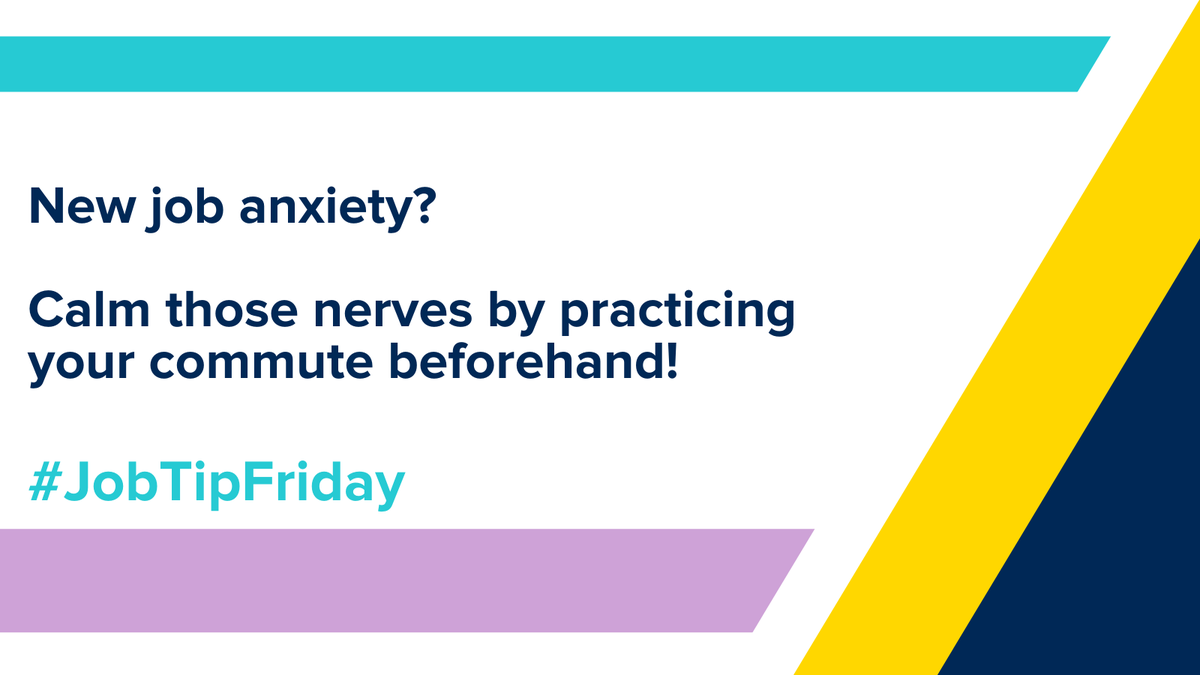 GC_Employment's tweet photo. New job anxiety? Settle those nerves by practicing the commute beforehand and give yourself plenty of time. Good luck on your first day! #JobTipFriday https://t.co/FtDNBgM60G