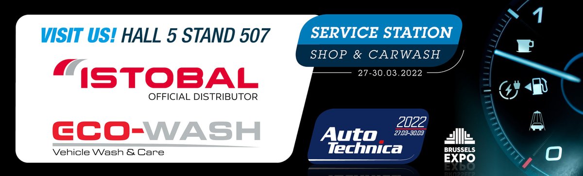istobal_corp's tweet photo. Our Belgian partner Eco Wash Systems will be present at Autotechnica, the largest automotive aftersales show in the Benelux. Don't forget to stop by stand 507 to learn more about #ISTOBAL #carwash equipment. #Autotechnica https://t.co/jPebGFIvco