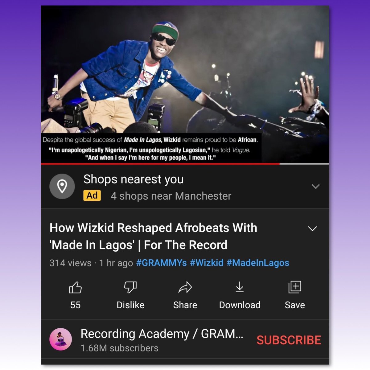 SOUNDCITYtv's tweet image. Grammys just called Wizkid the Afrobeat Giant 👀🤩