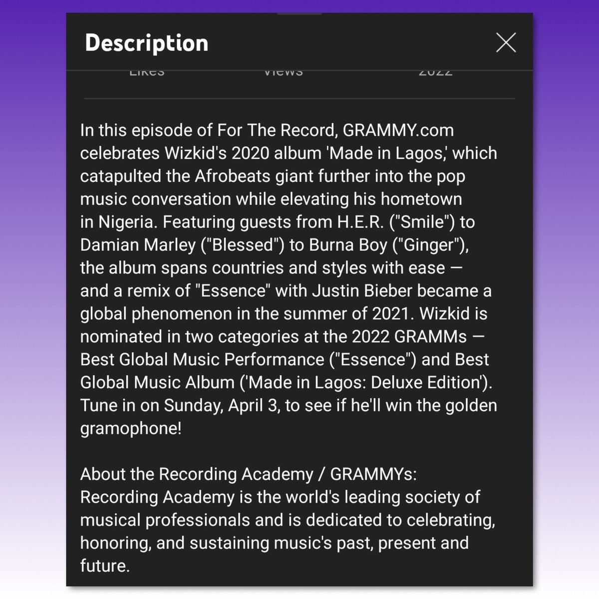 SOUNDCITYtv's tweet image. Grammys just called Wizkid the Afrobeat Giant 👀🤩