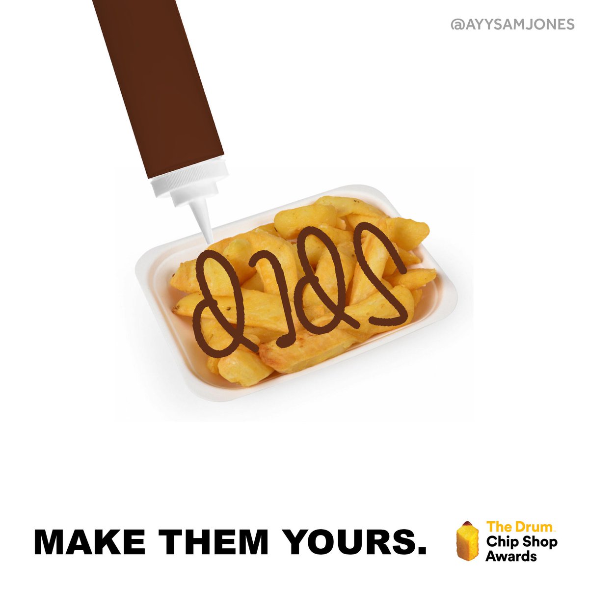 ayysamjones's tweet photo. Yesterdays @OneMinuteBriefs late but an idea i needed to get out! Forgive me.
Create posters to advertise #ChipCondiments in partnership with @TheDrum's Chip Shop Awards. https://t.co/0qxKCulVT7