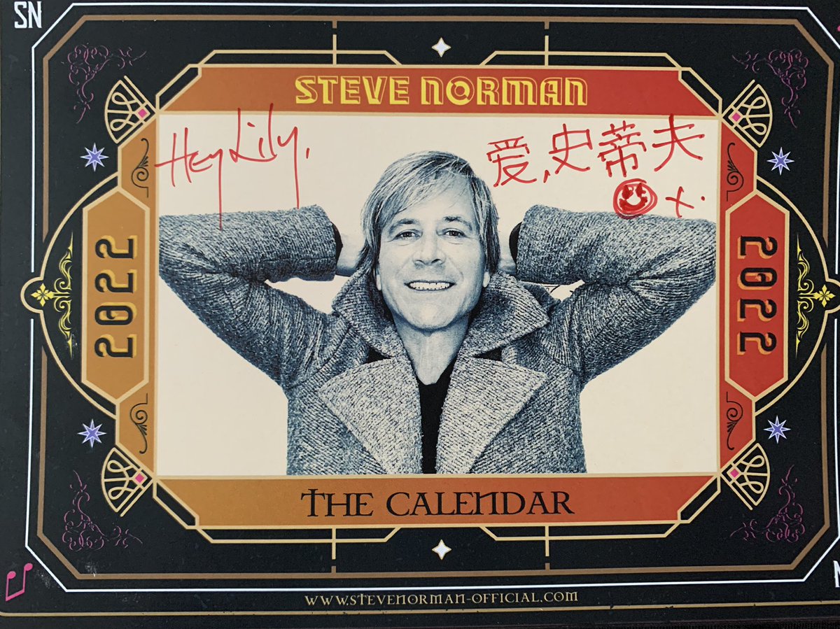 WOW WOW WOW 😃😃😃
My Huge pleasure to receive <a href="/SteveNormanReal/">Steve Norman</a> ‘s 2022 Calendar exactly on your Birthday 😍😍😍 and the autograph of you,Steve, written in Chinese ❤️❤️❤️
Thank you <a href="/SteveNormanReal/">Steve Norman</a> 😘😘😘
Thank you <a href="/blondishious/">Stereoblonde</a> <a href="/Stereoblonde/">Stereoblonde</a> 😘😘😘