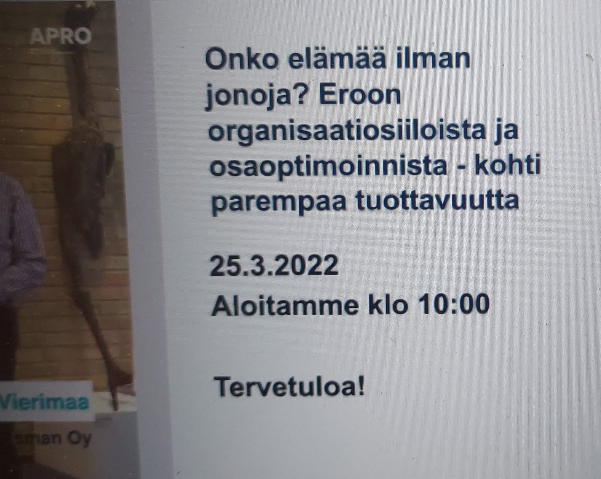 MtTiainen's tweet image. Aihe, joka on lähellä sydäntä ❤@AaltoPRO #webinaari, asiantuntijana Hannu Vierimaa, joka on koutsannut myös @SosteriFI #jonotpois prosessien johtamista ja kehittämistä. #virtaustehokkuus