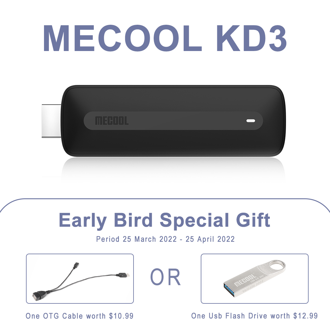 Mecooltvbox's tweet photo. 💥We have a Special Gift for MECOOL Fans who plan to purchase #MECOOLKD3.

⚡️⚡️Follow the 3 steps to redeem your gift.
1️⃣ Follow us @Mecooltvbox 
2️⃣ Add a note to your order “want an OTG cable for MECOOL KD3” or “want an U Disk for MECOOL KD3” 
3️⃣ DM us with your order number https://t.co/0f3gdymjQ2