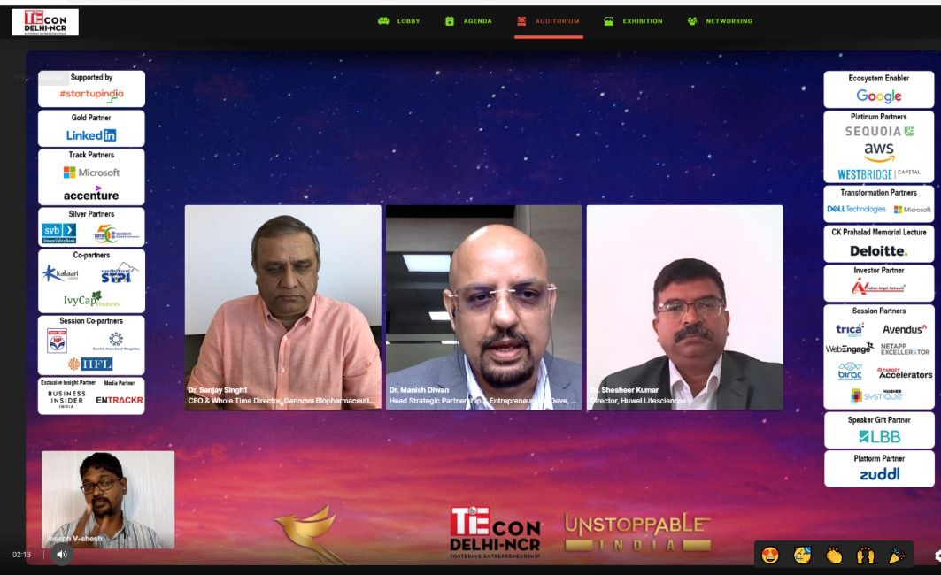TiEDelhi's tweet photo. #Live from #TiEConDelhi2022
Biotech - A Sunrise Sector: India Progressing to become Global Biotech Innovation Hub- Dr. Sanjay Singh, Gennova Biopharmaceuticals, Dr. Shesheer Kumar, Huwel Lifesciences in conversation with Dr. Manish Diwan, BIRAC  #TiEConDelhi #TiEDelhi https://t.co/HbRut2keVH