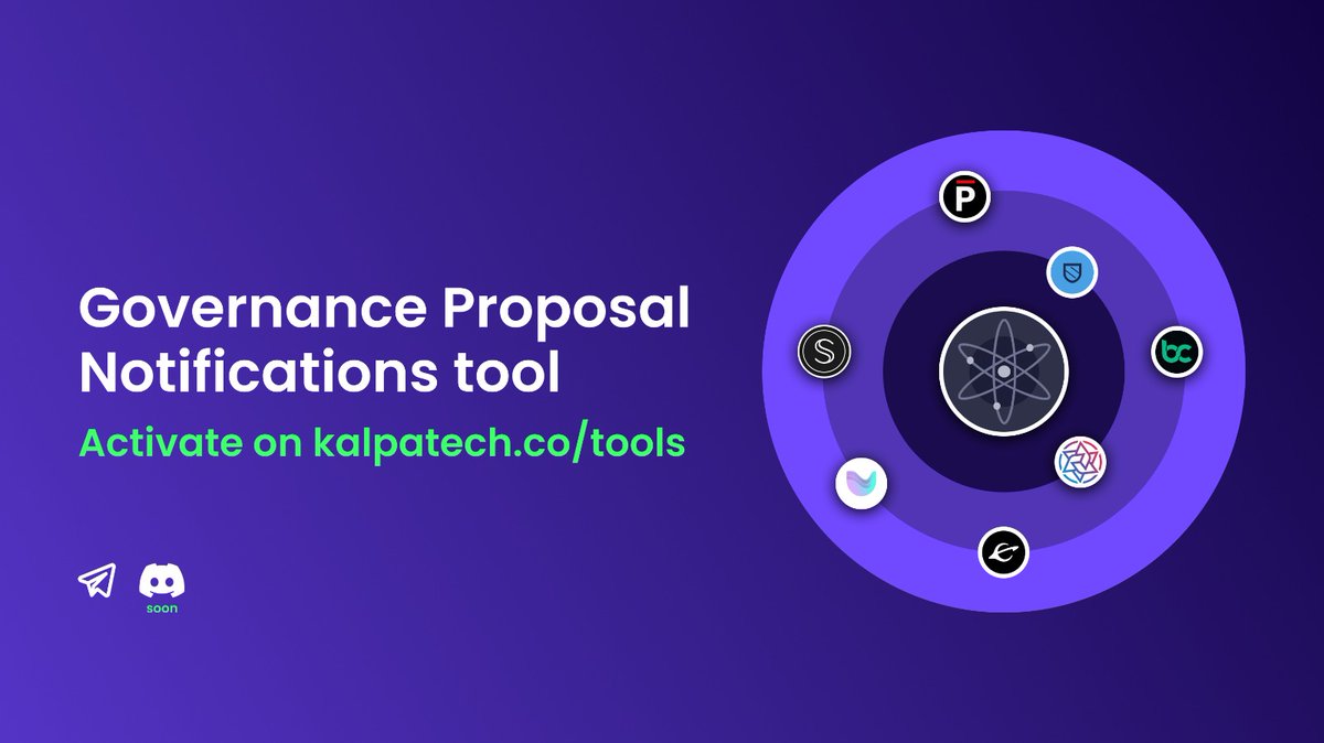 adriana_kalpa's tweet photo. 🔊 Cosmos Governance Notifications Tool

With 43 Cosmos IBC chains already and many more in the pipeline, how are you keeping up with governance in @cosmos? 

@kalpa_tech is excited to announce the release of the @Cosmos Governance Notifications Tool 👨‍🚀👨‍🚀

https://t.co/GTgpqO1IN4 https://t.co/9pdkuE9nUG