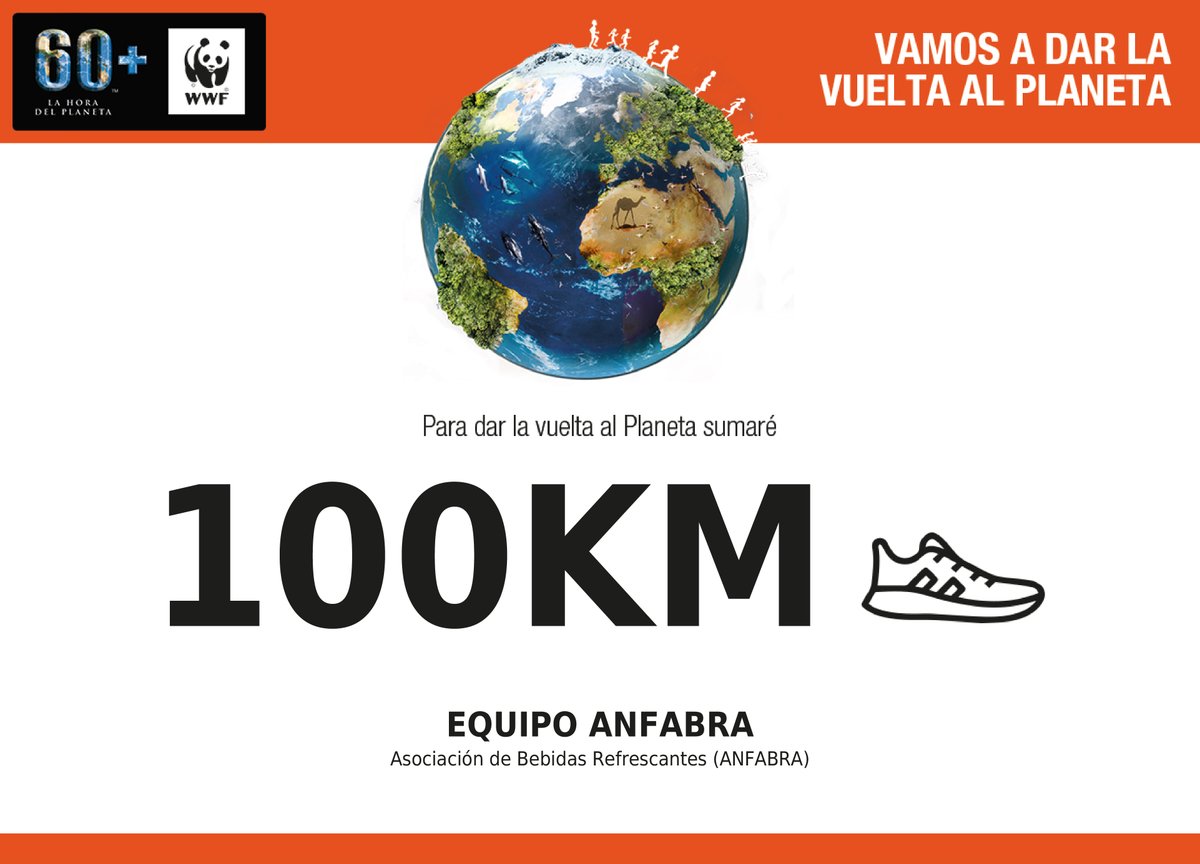 🌍 Desde la Asociación de Bebidas Refrescantes nos sumamos a esta carrera de la  #HoradelPlaneta para luchar contra el cambio climático y la destrucción de la naturaleza. 
#MuévetePorElPlaneta: participa y suma tus KM, elige tu deporte favorito, tu distancia y descarga tu dorsal!