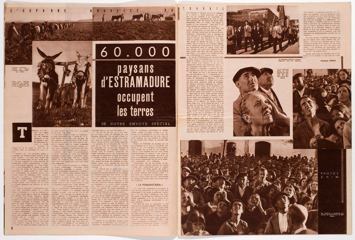 #taldiacomavui de 1936 iniciava la ‘revolta d’Extremadura’, una de les majors vagues camperoles i ocupació de terres de la història.

De forma coordinada a 271 pobles, prop de 60.000 ‘yunteros’, bracers i jornalers van ocupar i expropiar 3.000 finques a terratinents i patrons.