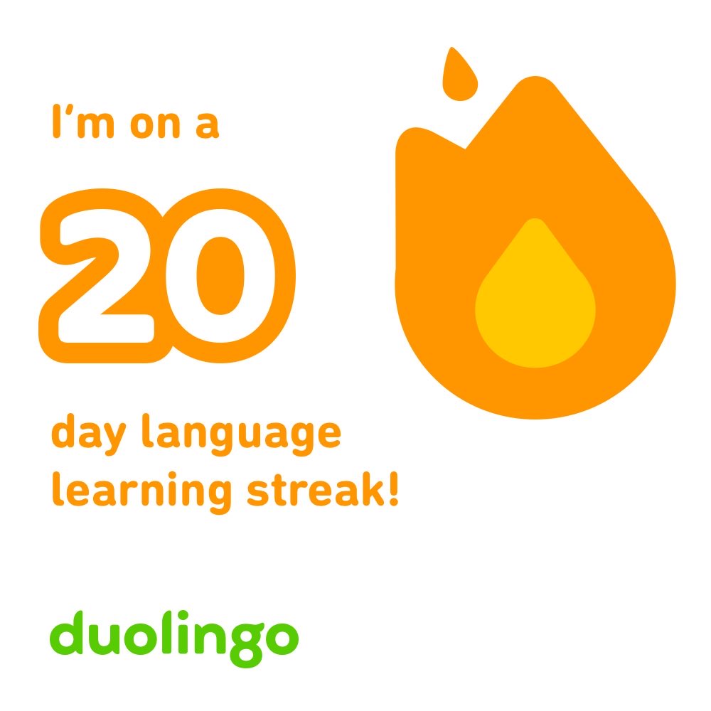 I’m on a 20 day streak learning French on Duolingo! Join me? invite.duolingo.com/BDHTZTB5CWWKSK…