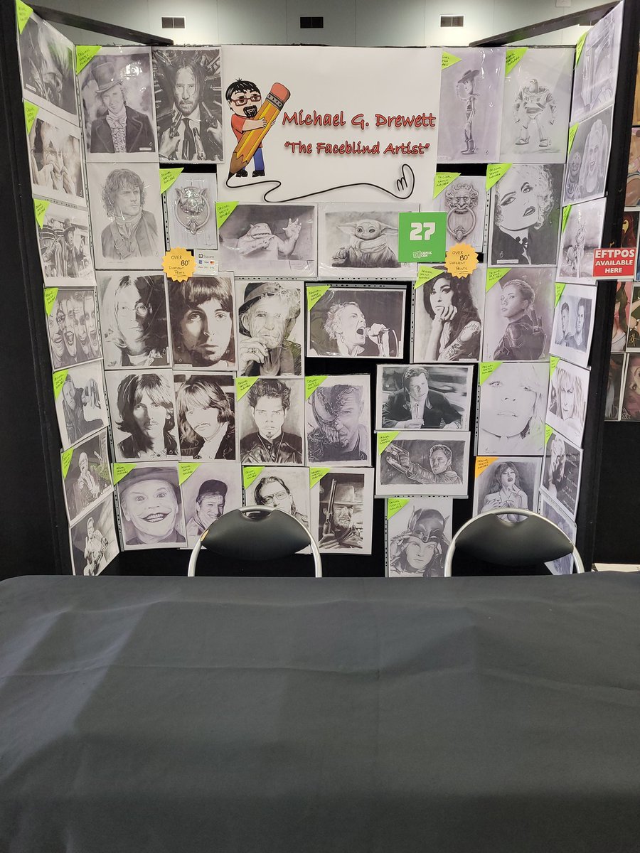 All set up for <a href="/OzComicCon/">Oz Comic-Con</a> 

So excited to be back at a con and catching up with so many pop culture enthusiasts

#ozcomiconbrisbane
#brisbane #art #portraitsketch #PopCulture