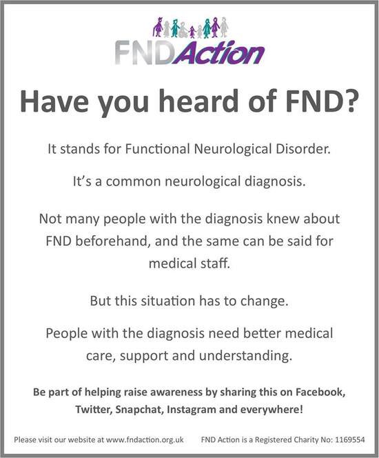 No apologies for the number of tweets/RT regarding #FND today - It’s time to get aware peeps #voices4FND