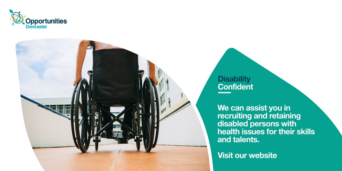 OpportunitiesDN's tweet photo. Opportunities #TheDisabilityConfident scheme in Doncaster is meant to assist you in recruiting and retaining disabled persons with health issues for their skills and talents.

Find out more about making your workplace disability confident: 
https://t.co/qwiSzcLsXp https://t.co/kva2lkHG8T