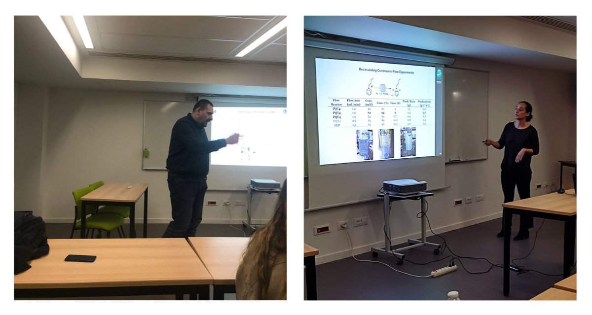 Biomass4Synthon's tweet photo. @FilipaSiopa  🇵🇹and @SvilenSimeonov2  🇧🇬 participated in a mini-symposium for the @Sorbonne_Univ_  community about some of the exciting chemistry we're doing at the #Biomass4Synthons project

#H2020
#EU https://t.co/1OXm6Zi8gd