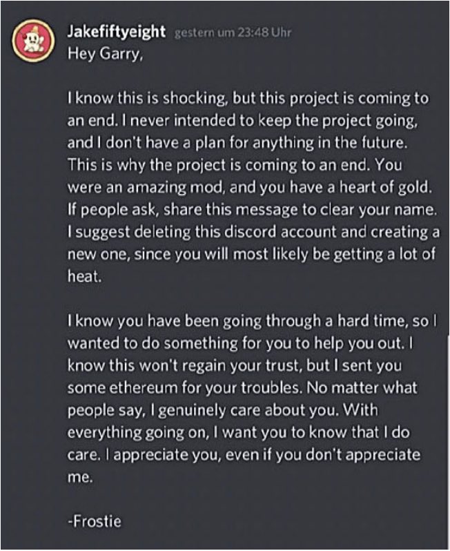 nft_heads's tweet photo. Rug pullers of Frosties NFT were arrested today. Two 20 year olds, they were already hyping up another project called Embers scheduled to mint on March 26th. One of them admitted to the rug to their mod on discord. #getrekt #rugpull #scam #arrested https://t.co/zeaYjM9mcC