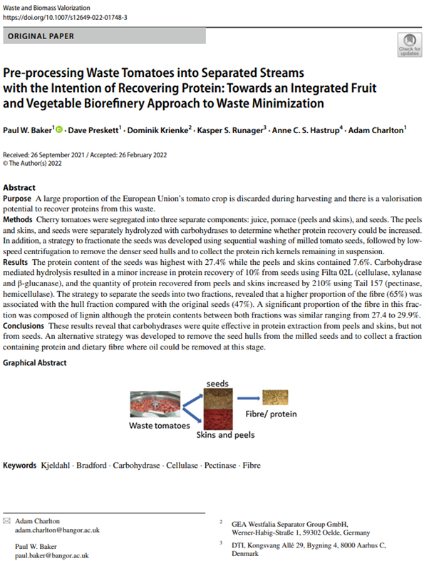 BCBangor's tweet photo. Check our recent publication from our #proenrich project funded by #BBIJU @CBE_JU looking at valorising protein from waste tomatoes #biorefining it is all about the protein @philippemengal @_WHEB_ @WG_innovation @beaconwales Click the link https://t.co/8CGMf16uBR to learn more https://t.co/IA49Exfgtq