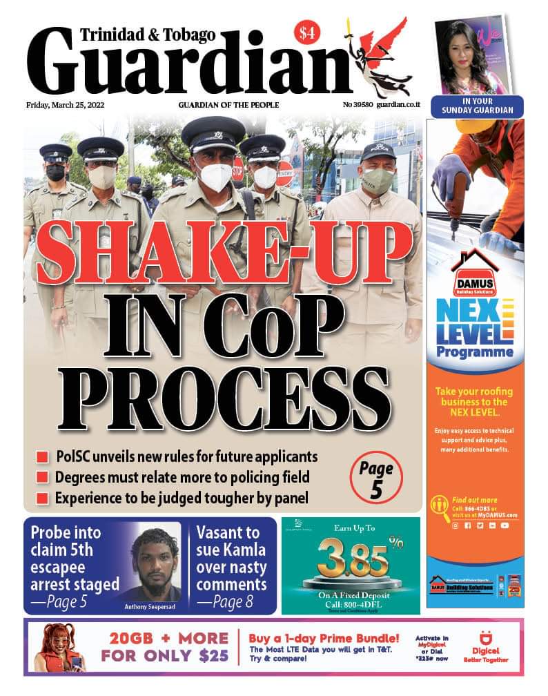 Good morning neighbours, on the front pages today, Friday 25th March 2022 in Trinidad and Tobago. #Headlines #NewspaperHeadlines #FrontPages #FridayNews #dailynews #trinidadandtobago