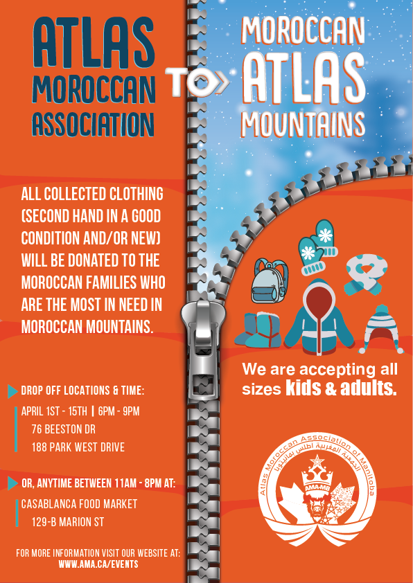 #Atlas #moroccan #Association to Moroccan Atlas Mountains
Donate your old cloth to the most in need 
#Winnipeg
