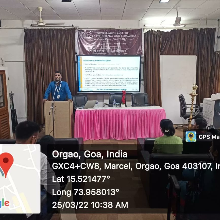 The Hon'ble Chairperson addressed students of Political Science on Protection of Children's Rights as a part of lecture series, Political Ponderings 2.0. at Government College of Arts, Commerce and Science, Khandola