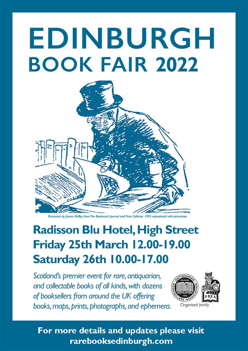 ABARareBooks's tweet photo. Pop in to see our friends at @rarebooksed for #Scotland's premier rare book fair at @RadissonBlu. Kicking off at 12:00 today you'll be sure to find something special from some of the UK's leading rare book specialists.
#rarebooks #bibliophiles #bookfair #edinburgh #aba #pbfa https://t.co/Bb7NZo8sfA