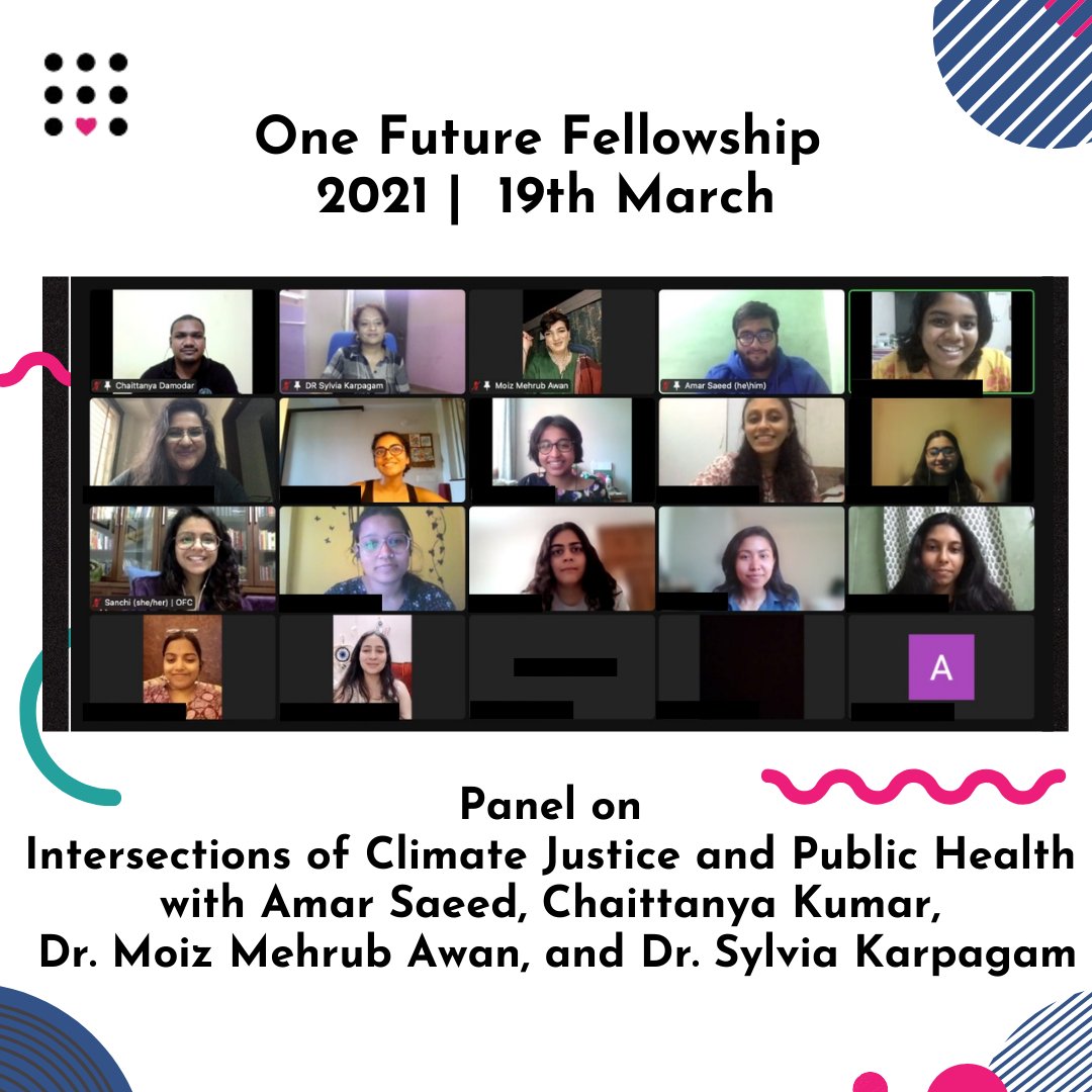 onefuture_india's tweet photo. #OneFutureFellows2021 organised discussions on the themes of the intersection of #climatejustice &amp; #publichealth, &amp; #safespaces and their implications in the social sector on 19-20 March.

We had the pleasure of hearing from some brilliant folks &amp; are grateful for this learning! https://t.co/jSRGAGzimn