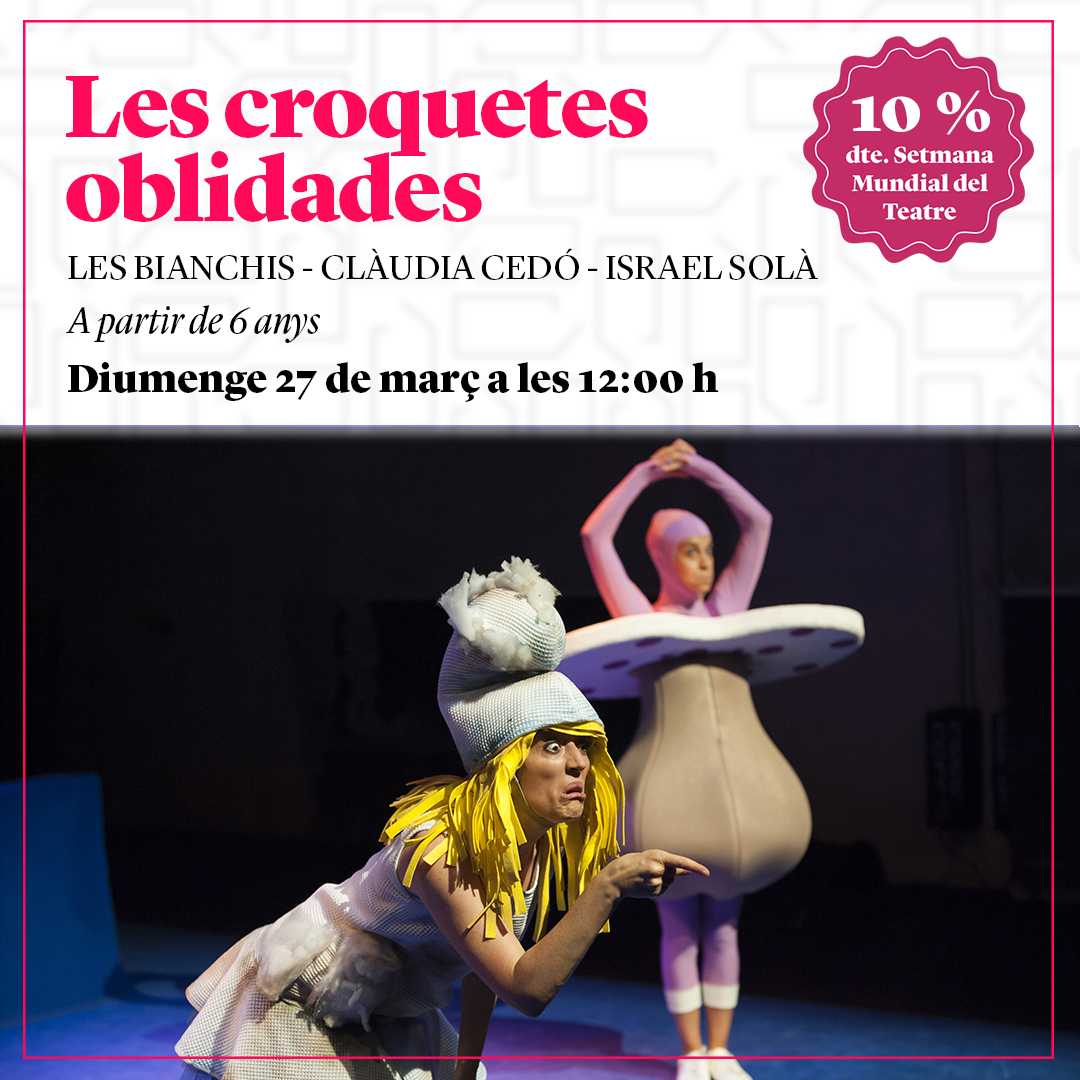 teatredesalt's tweet photo. La cia @LeSuperTietes, amb text de @laclaudiacedo, ens acosta la història de la Pepa, una nena alegre i imaginativa que acaba de perdre la seva àvia i s’enrabia amb les seves mares per haver oblidat la recepta d’aquelles croquetes tan bones que li feia.
👉 https://t.co/f3kXGWzhYg https://t.co/78qWOd3Fnr