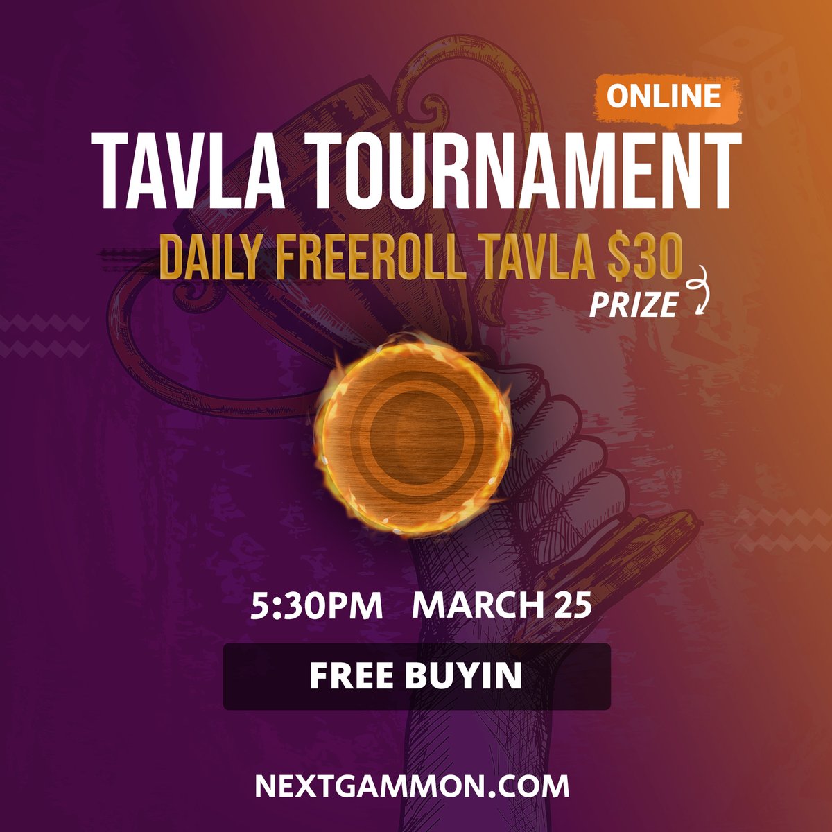 nextgammon's tweet photo. Daily Freeroll Tavla Tournament!
🎁Prize $30
🔗https://t.co/jVrRSYF5uZ

#tavla  #turky #iran #istanbul #tehran #Backgammon #Tournament  #Bitcoin #poker #boardgame #boardgames #dice #MuhsinYazıcıoğlu 
#25Mart2009 #hayirlicumalar #Cuma
#RamaZAMgeliyor 
#ONEPIECE1044 https://t.co/zcqdY2LR2U
