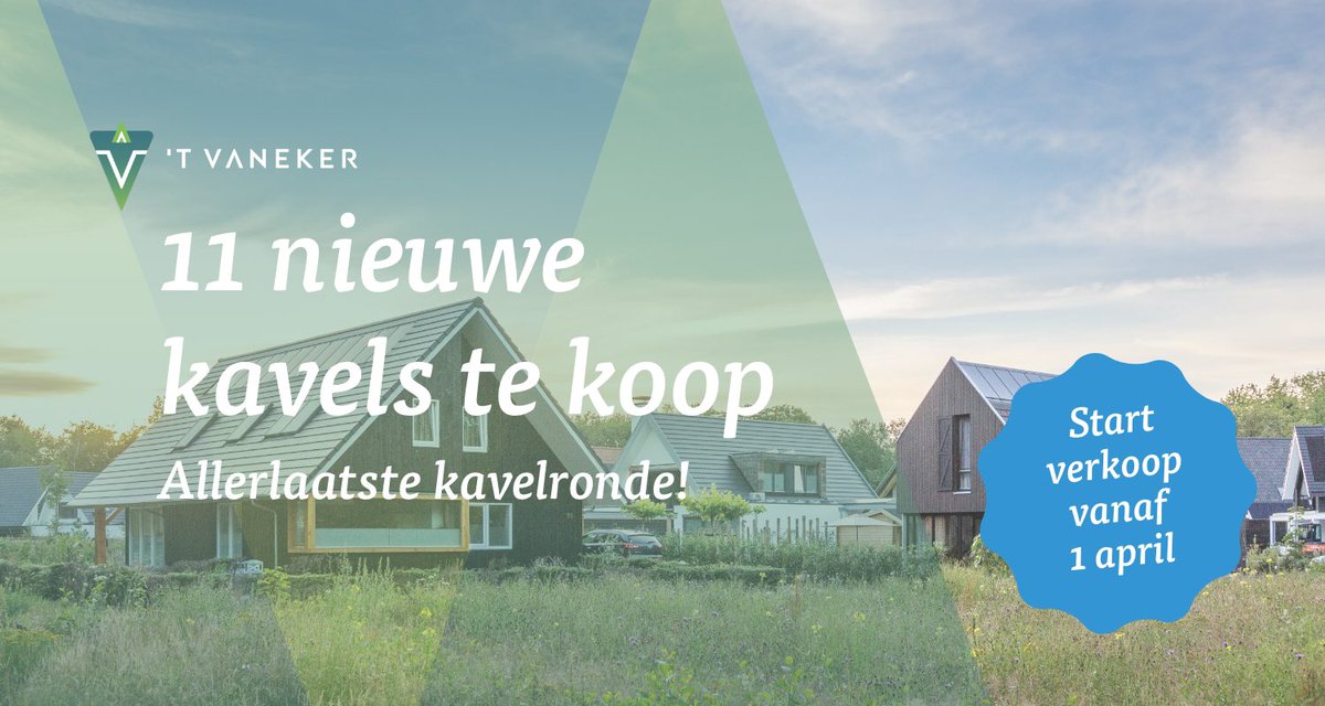 Vanaf 1-4 starten we met de verkoop van 11 nieuwe kavels. Op 2-4 kun je de kavels op locatie bekijken en je laten informeren door de makelaars. Vanaf vanavond 19.00 uur kun je je hiervoor inschrijven: vaneker.nl/informatiemome… #nieuwbouw #kavels #buitengebied #dichtbijdestad